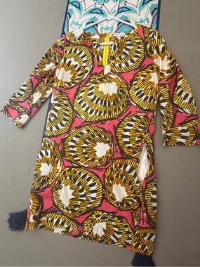J. Crew Pink & Yellow Printed Cotton Dress